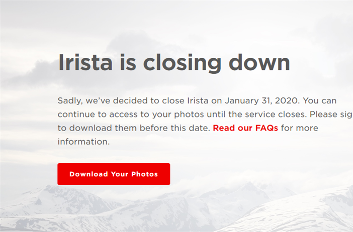 Canon is closing Irista