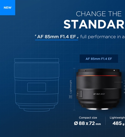 Samyang to announce an AF 85 1.4 for Canon EF