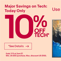 10% discount off most tech on ebay canada and ebay USA