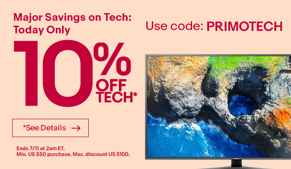 10% discount off most tech on ebay canada and ebay USA