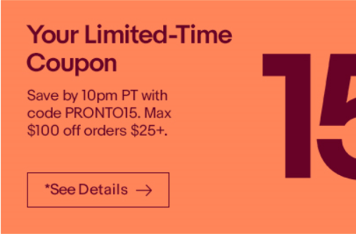 Before 10PM PST, save 15% off ebay